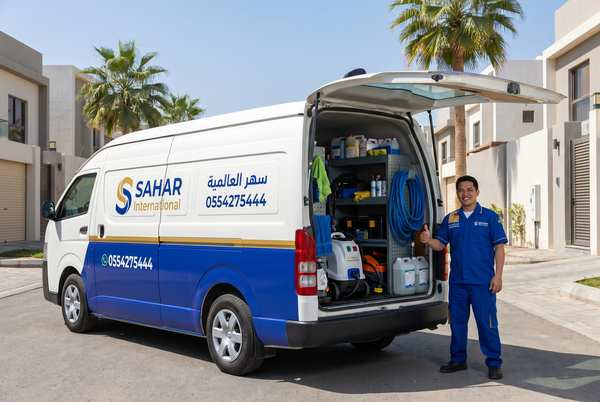 سيارة خدمة شركة سهر العالمية لتنظيف المكيفات بجدة - فان مجهز بمعدات التنظيف بالبخار والمواد المعقمة جاهز للوصول خلال ساعة لجميع أحياء جدة - اتصل 0554275444